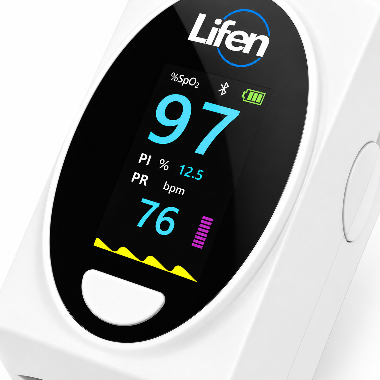 Oxímetro de pulso Lifen LT-F20 con pantalla OLED y curva para medición de oxígeno en sangre y frecuencia cardíaca