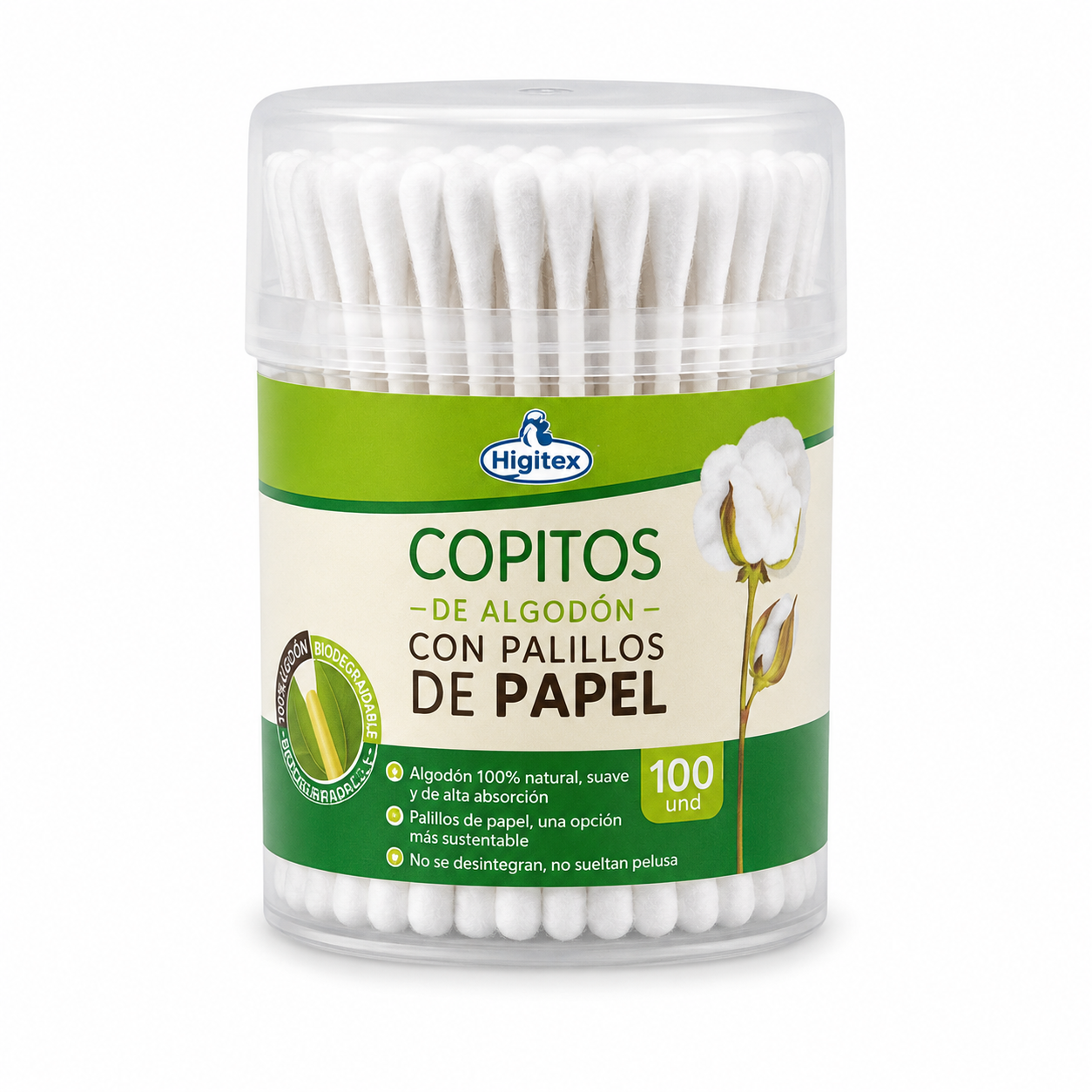 Copito Palillo De Papel Higiénico HigiTex Estuche 100 Und