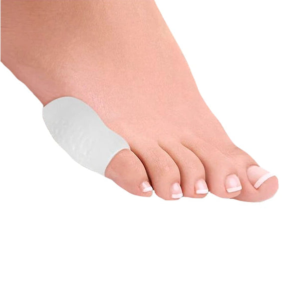 Protector de Juanetes Meñique Gel Pura+, par de protectores de gel transparente, diseño anatómico y flexible para comodidad.