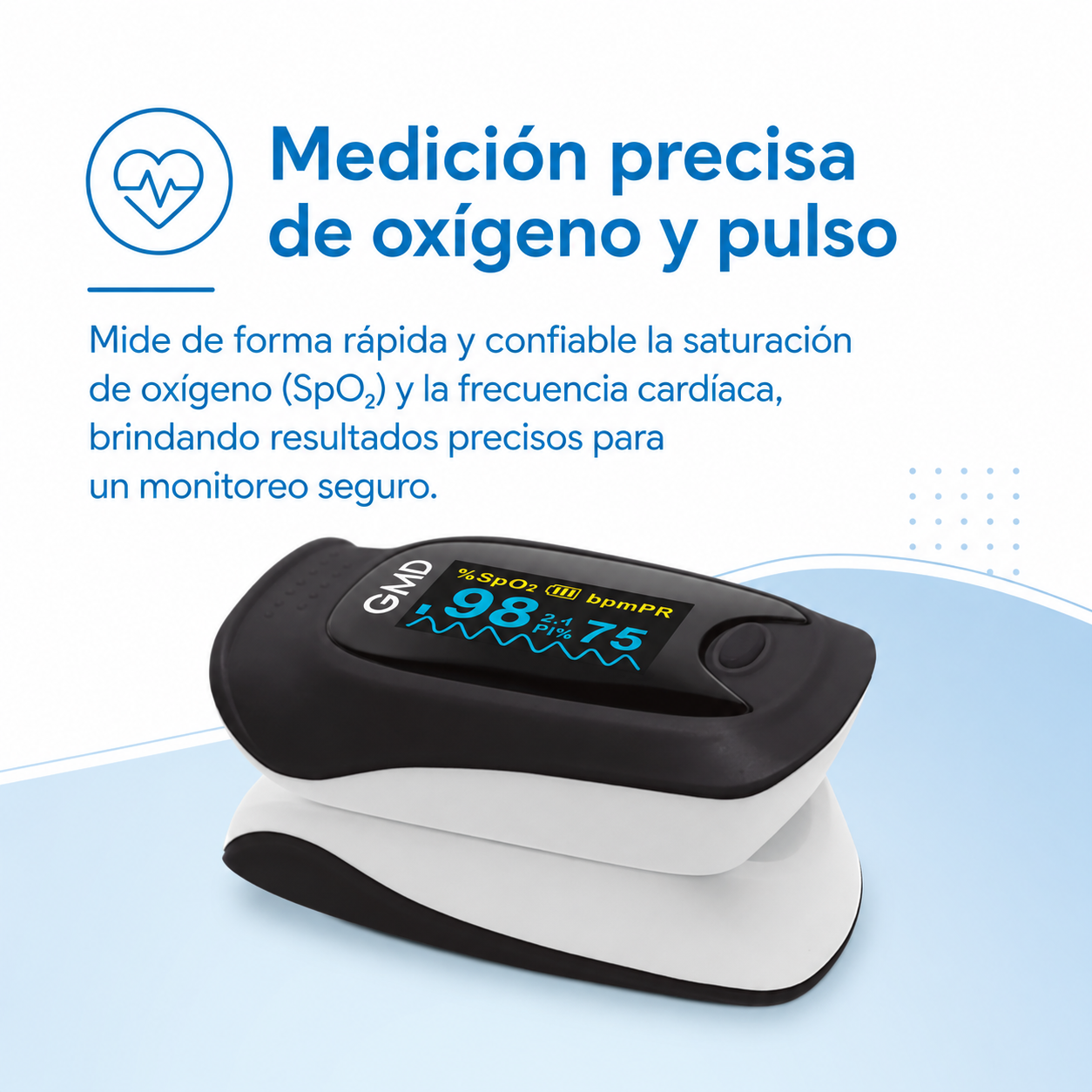 Pulsoximetro GMD PX-500D Con Curva, Precisión Médica