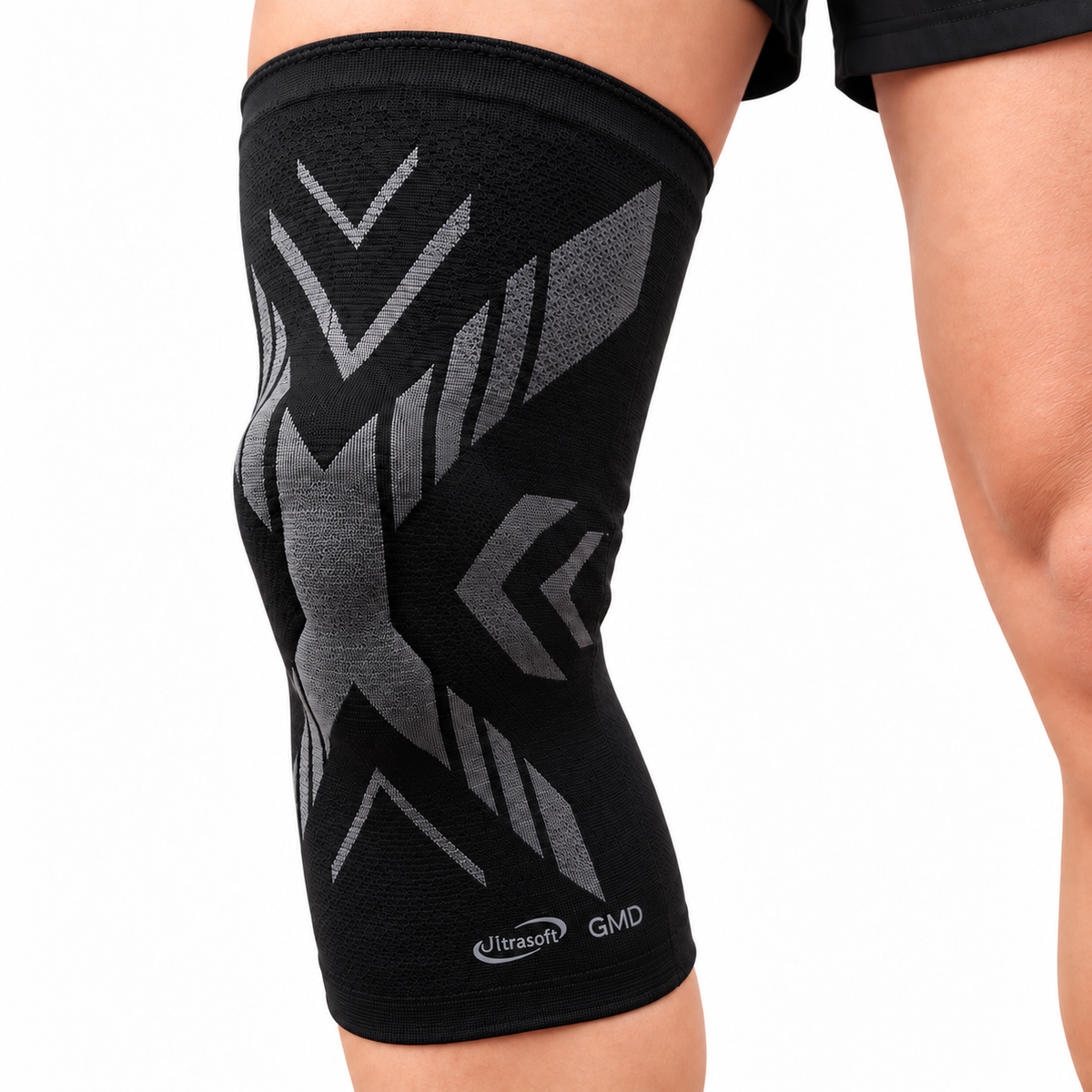 Rodillera deportiva GMD talla S, diseñada para brindar soporte, compresión y estabilidad en la rodilla durante la actividad física.