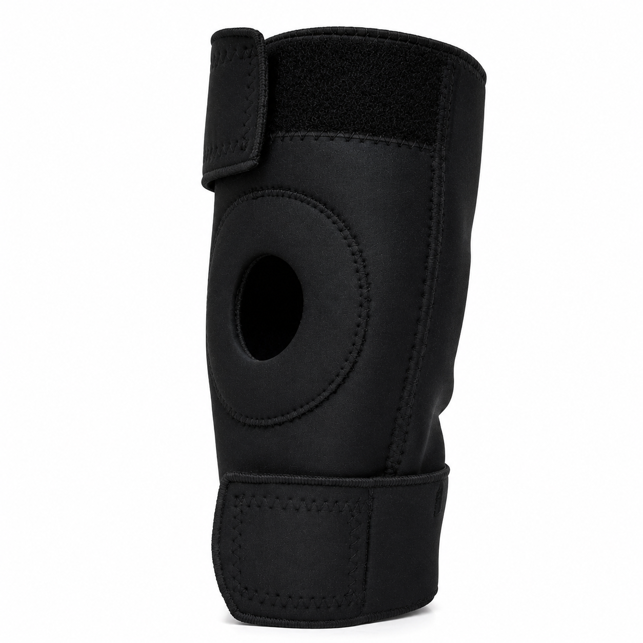 Rodillera ortopédica abierta en neopreno negro referencia 18641N con ajuste ergonómico.
