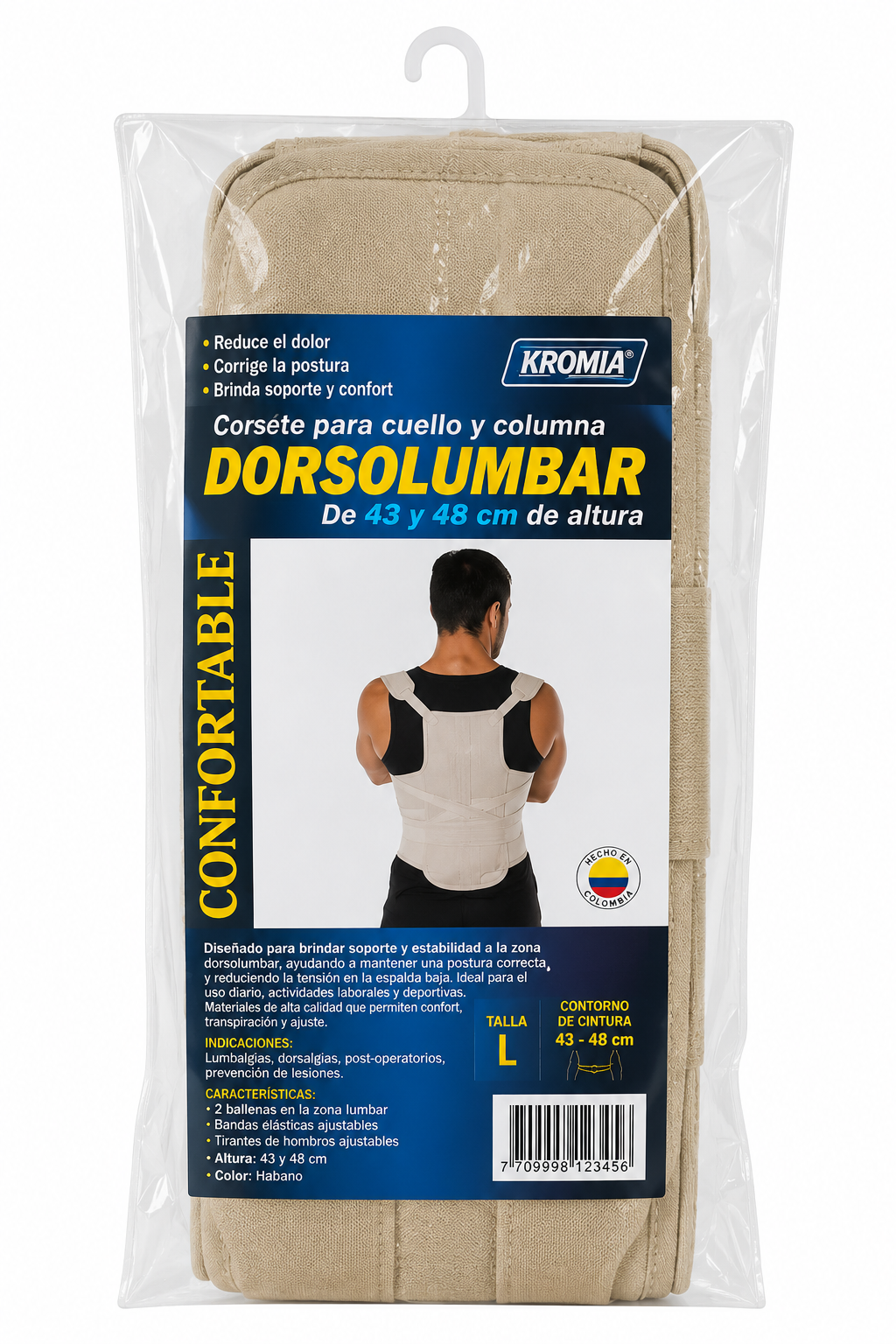 Soporte Dorsolumbar Talla L 43-48 cm Habano Kromia