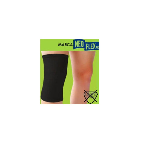Soporte elástico para rodilla NEOFLEX KN-001-M, color negro, tamaño T/M, diseñado para brindar soporte y compresión en lesiones.