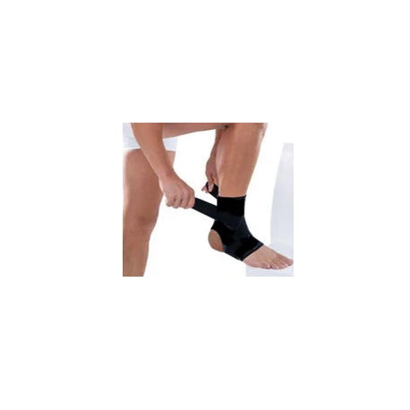 Soporte elástico para tobillo NEOFLEX AK-004-L, ajustable, color negro, diseñado para brindar soporte y compresión en lesiones.