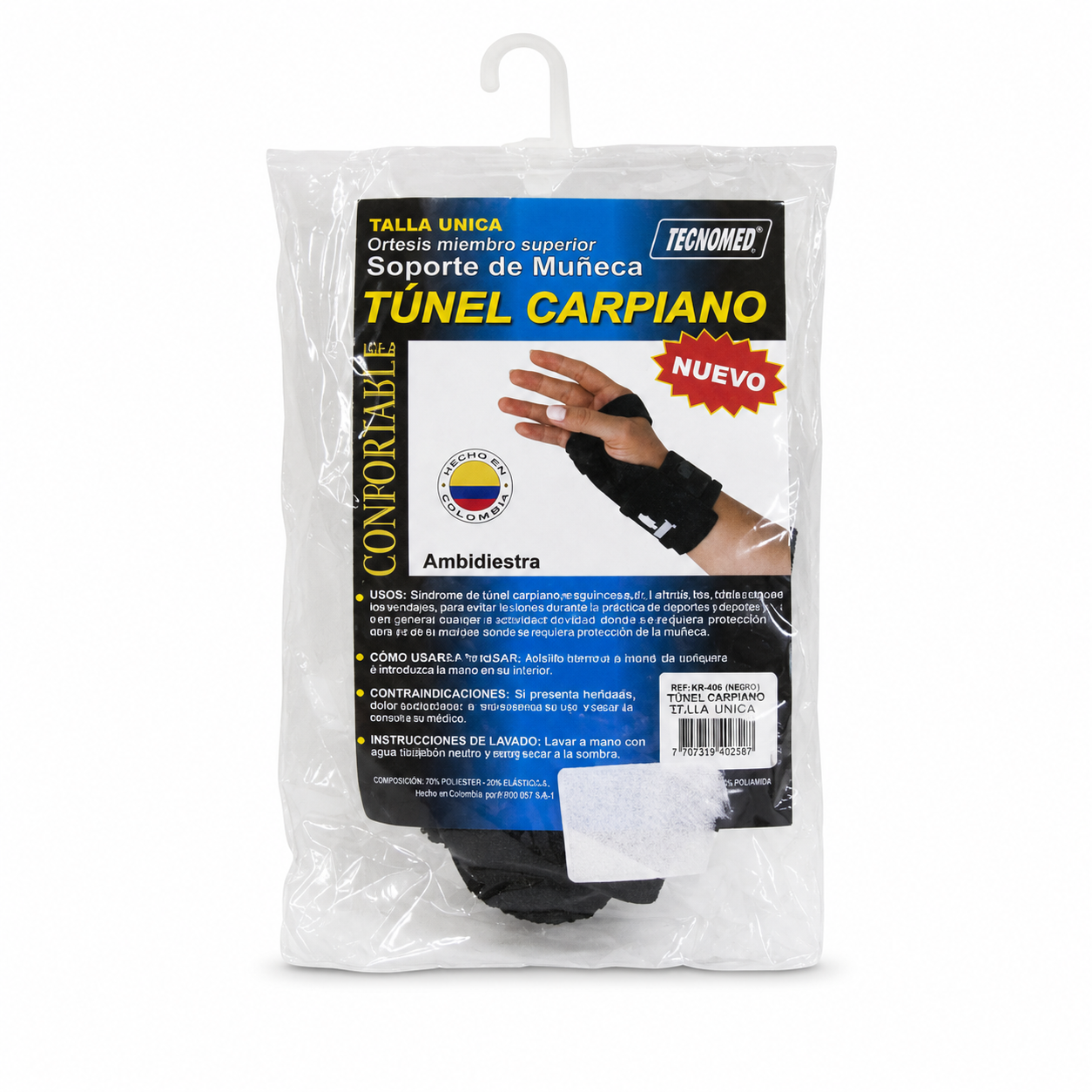Soporte Muñeca Tunel Carpiano Kromia Talla S Negro