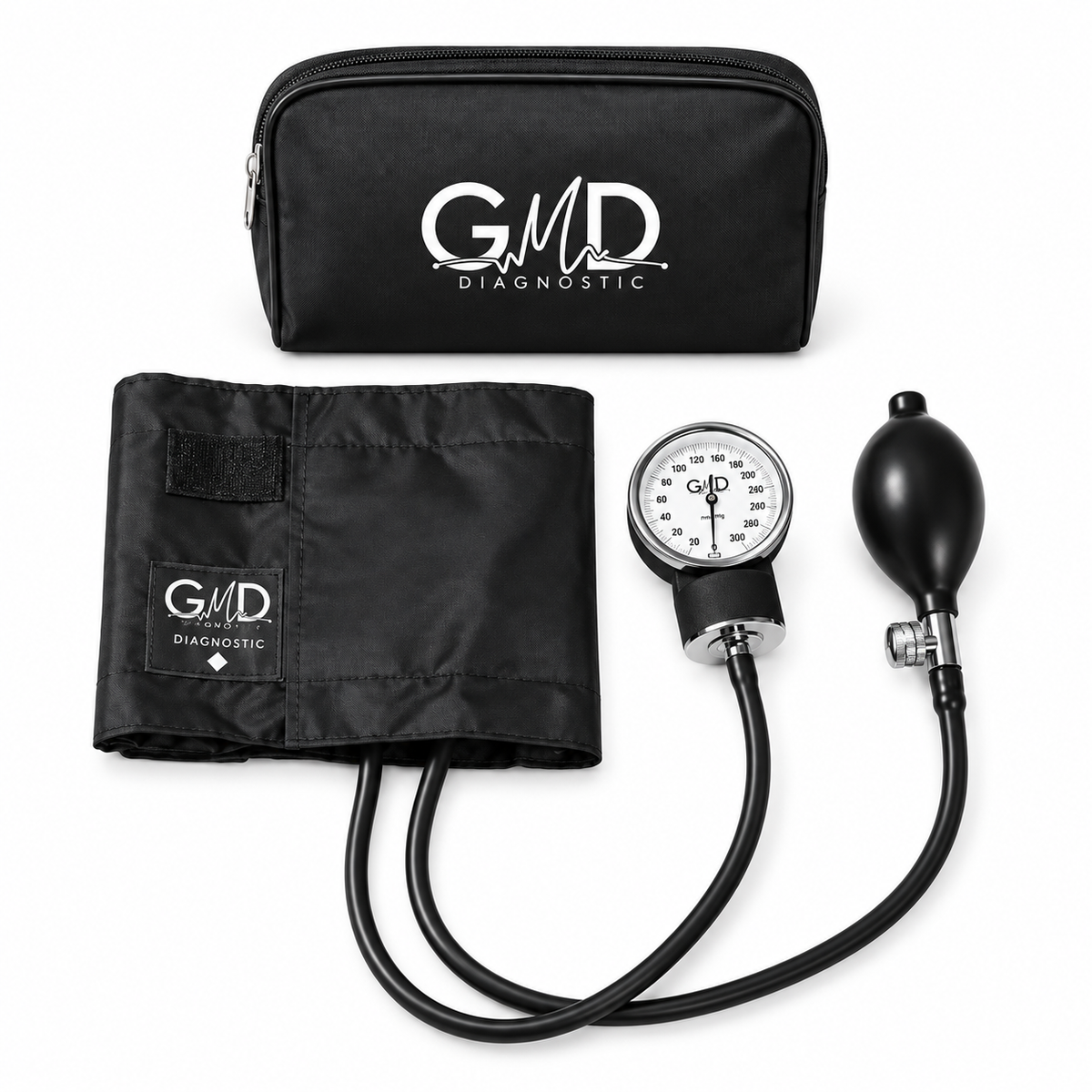Tensiómetro Classic I color negro con estuche, referencia GMD20-T20, diseñado para la medición manual de la presión arterial.