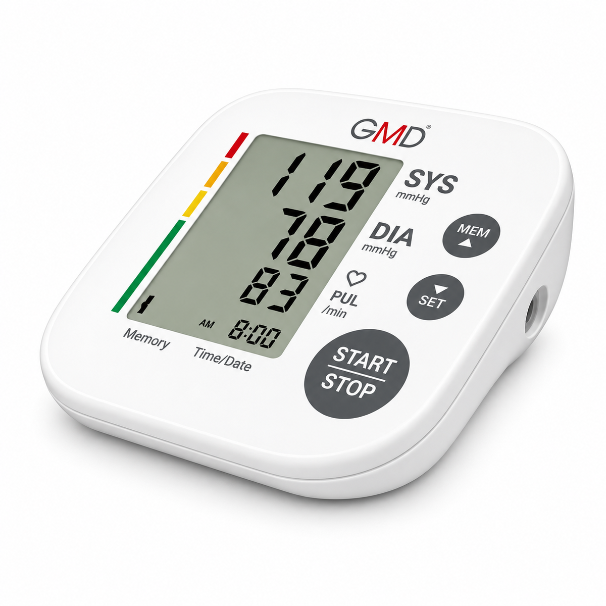 Tensiómetro digital de brazo Kardyo 100 GMD, diseñado para medir la presión arterial y facilitar el seguimiento de los resultados.