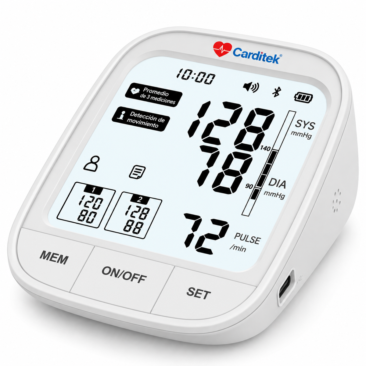 Tensiómetro digital Carditek Vital CDK-BPM-65R, diseñado para medir la presión arterial de forma práctica y facilitar el monitoreo en casa.