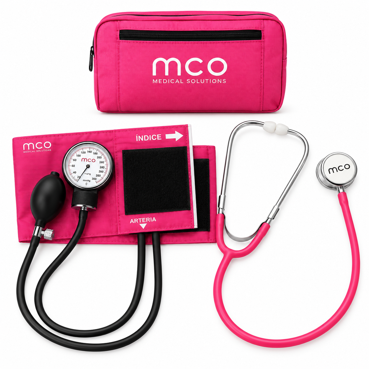 Kit Fonendo Tensiometro Doble Campana Estuche Rosado MC-20A-ST18