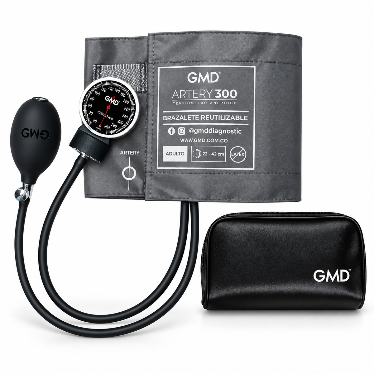 Tensiómetro aneroide Artery 300 GMD, referencia GMD200-ST20, diseñado para la medición manual de la presión arterial en entornos clínicos.