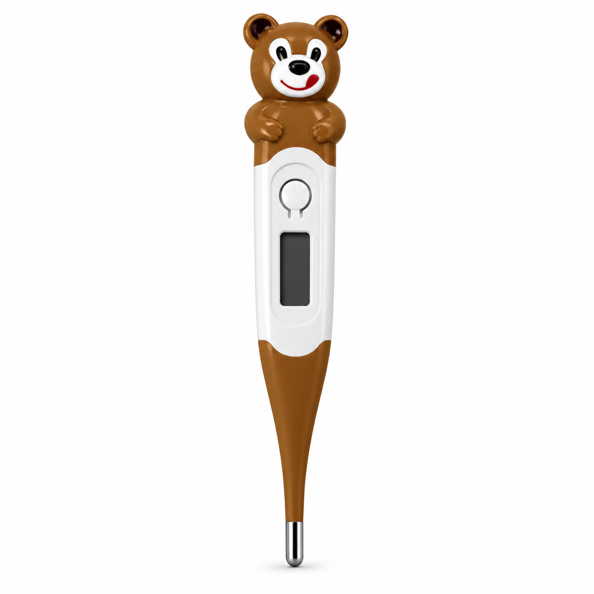 Termómetro digital pediátrico GMD con diseño de oso, pantalla LCD y punta flexible, referencia GMD-FD-4625-O, diseñado para medir la temperatura corporal.