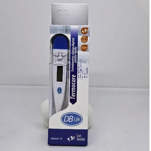 Termómetro digital Termocare JA-12A, diseño compacto en color blanco, pantalla LCD para diagnóstico rápido y preciso.