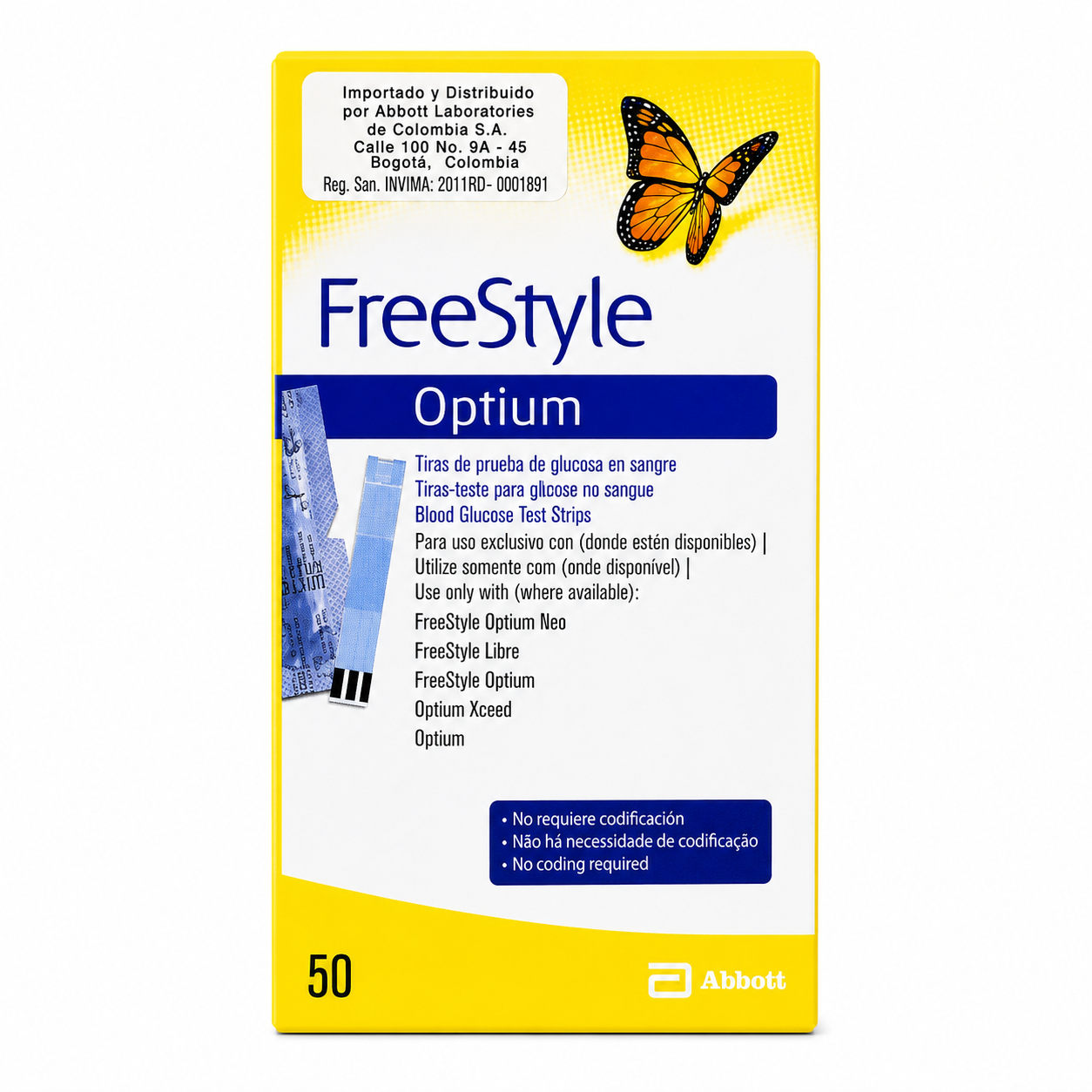 Tiras Freestyle Optium x50 Abbott REF 99649-70/75/80