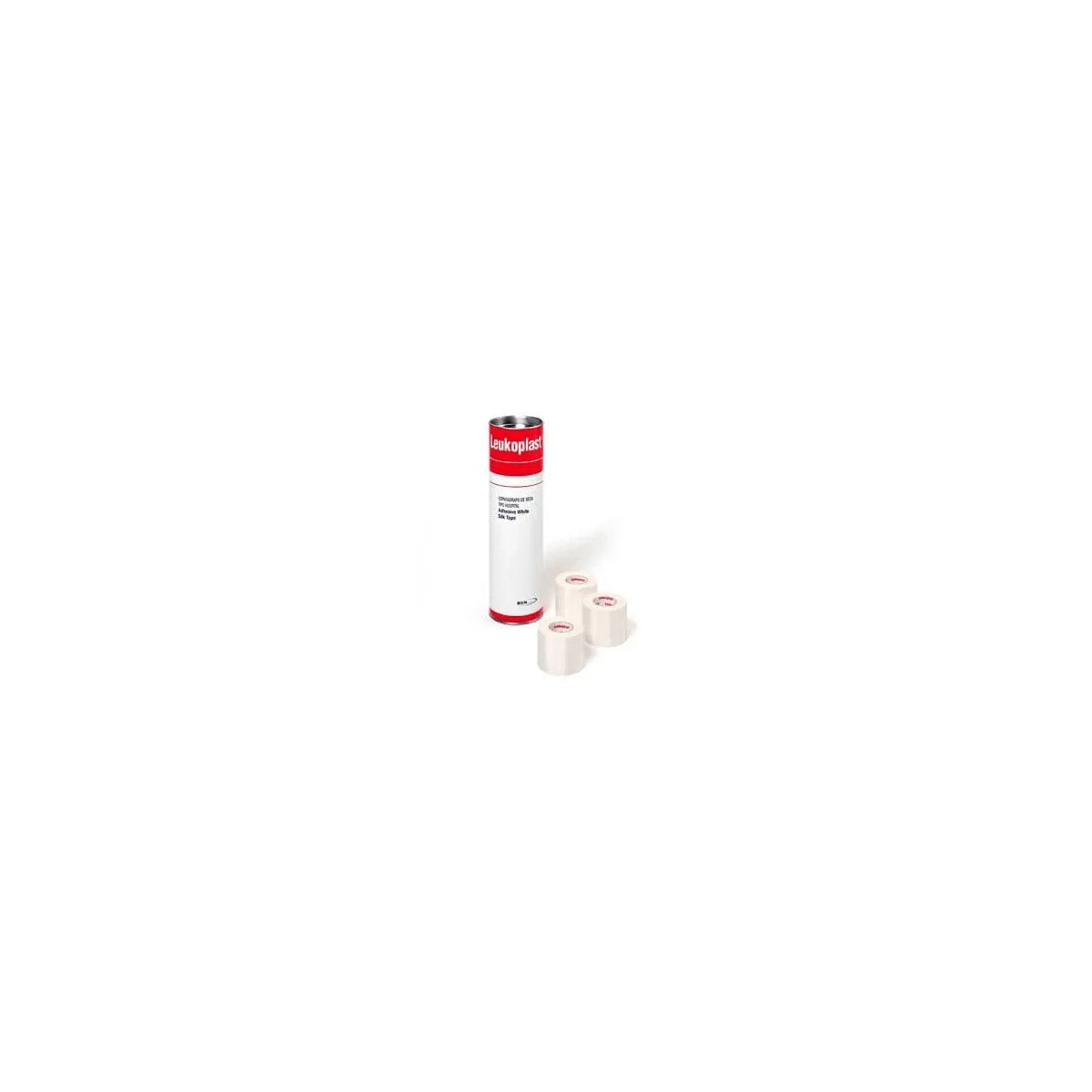Cinta adhesiva de tela de seda LEUKOPLAST de BSN MEDICAL, con soporte de acetato de celulosa, ideal para fijar gasas y vendajes.