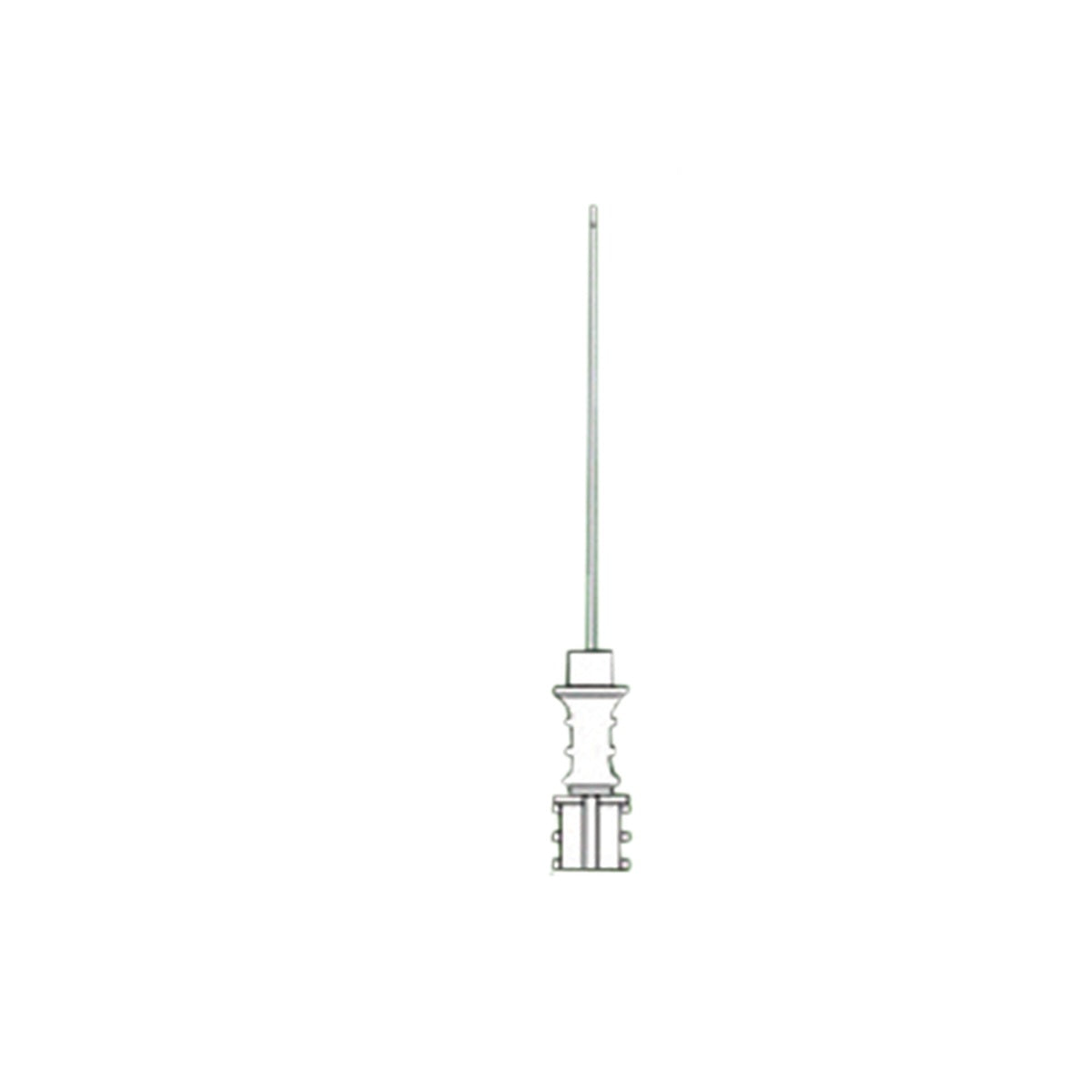 Aguja para anestesia raquídea SPINOCAN G-26, fabricada por B. Braun, de acero inoxidable y policarbonato, empacada individualmente.