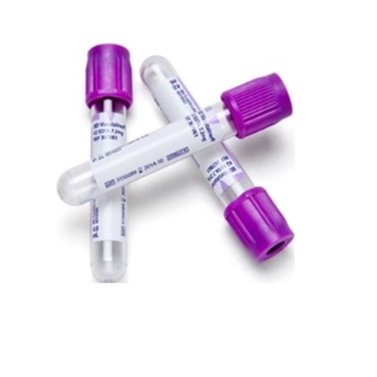 Tubo BD Vacutainer® lila con tapón Hemogard® para extracción de sangre, 4 ml, 13x75 mm, fabricado en PET, contiene K2 EDTA.