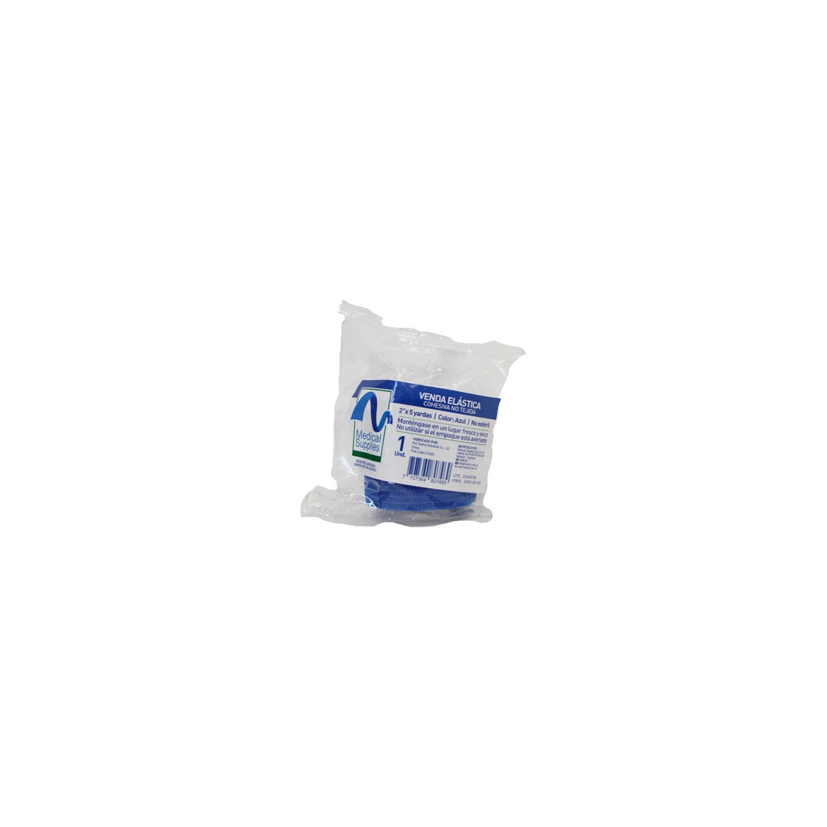 Venda elástica cohesiva no tejida de Anji Spenq, color azul, material elástico y transpirable, ideal para soporte y recuperación muscular.
