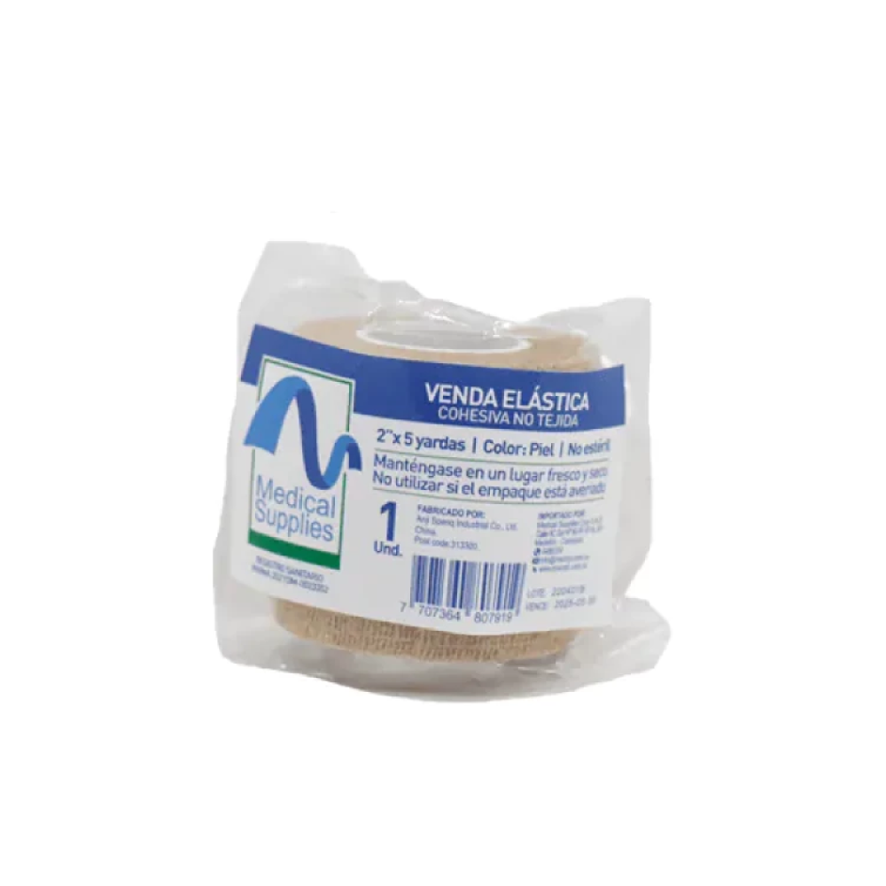 Venda cohesiva color piel de 2 pulgadas x 5 yards Medical Supplies Corp para soporte, compresión y uso clínico o deportivo