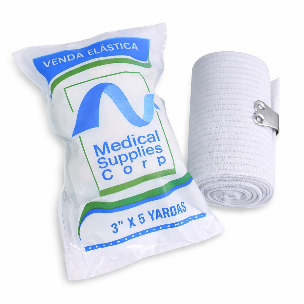 Venda Elástica Medical Supplies Corp. S.A.S, color blanco/piel, para compresión y sujeción.