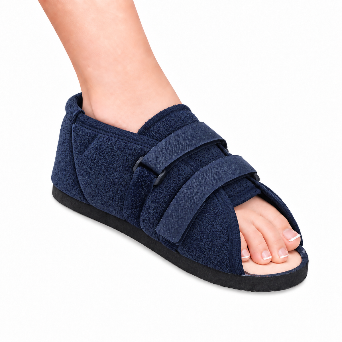 Zapato postoperatorio ambidiestro Kromia talla S color azul, diseñado para brindar soporte, estabilidad y comodidad durante la recuperación.