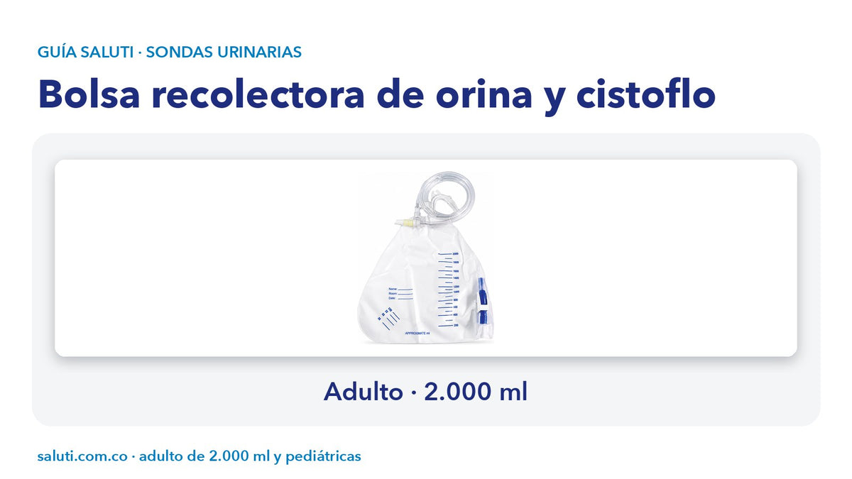 Bolsa recolectora de orina de adulto de 2.000 ml