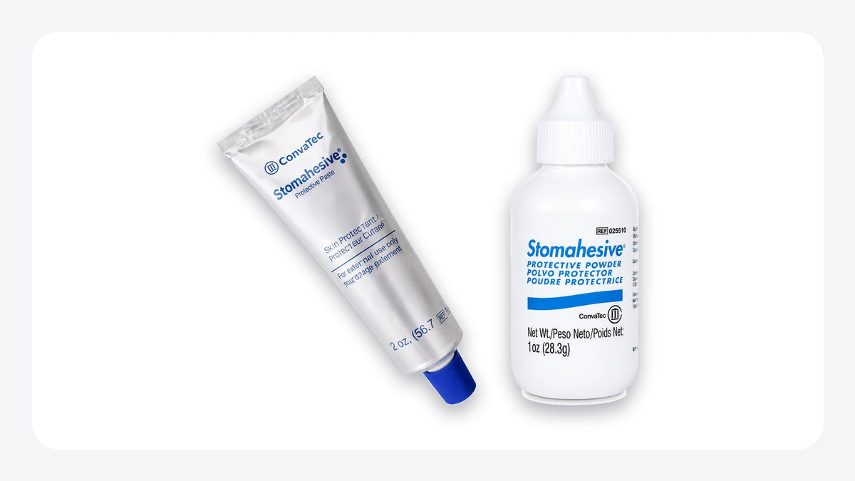 Pasta Stomahesive en tubo de 2 oz y polvo protector Stomahesive en frasco de 1 oz, de ConvaTec