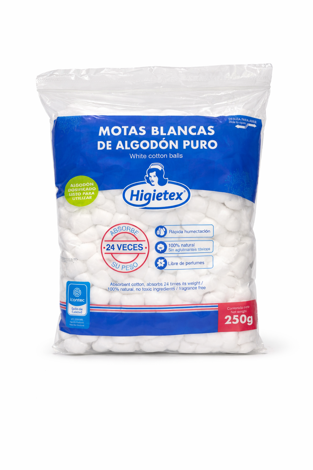 Algodón En Motas Blancas 250g - Higietex Premium