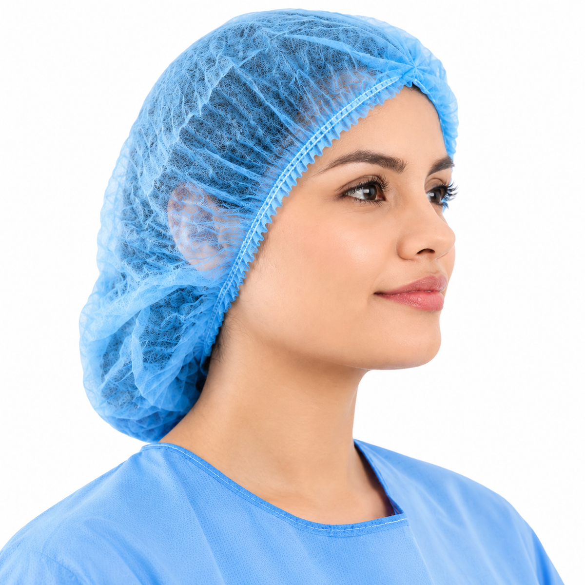 Gorro desechable tipo oruga o cofia azul, no estéril x 50 Medical Supplies
