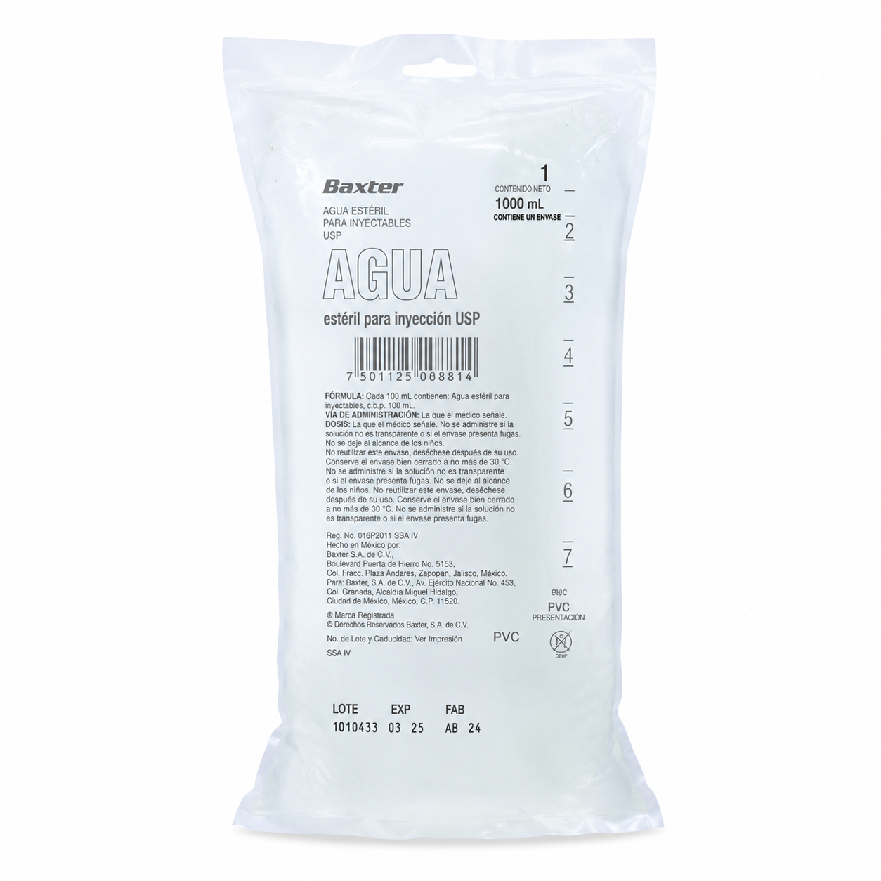 Agua Esteril Baxter PVC 1000 ml Ref. ARB0304