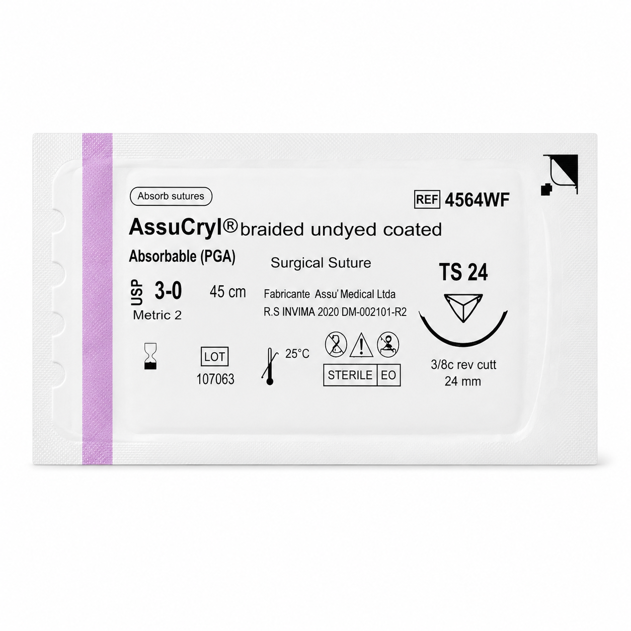 ASSUCRYL Aguja Cortante 3/8" 24mm Hebra 45cm Ref. 4564WF