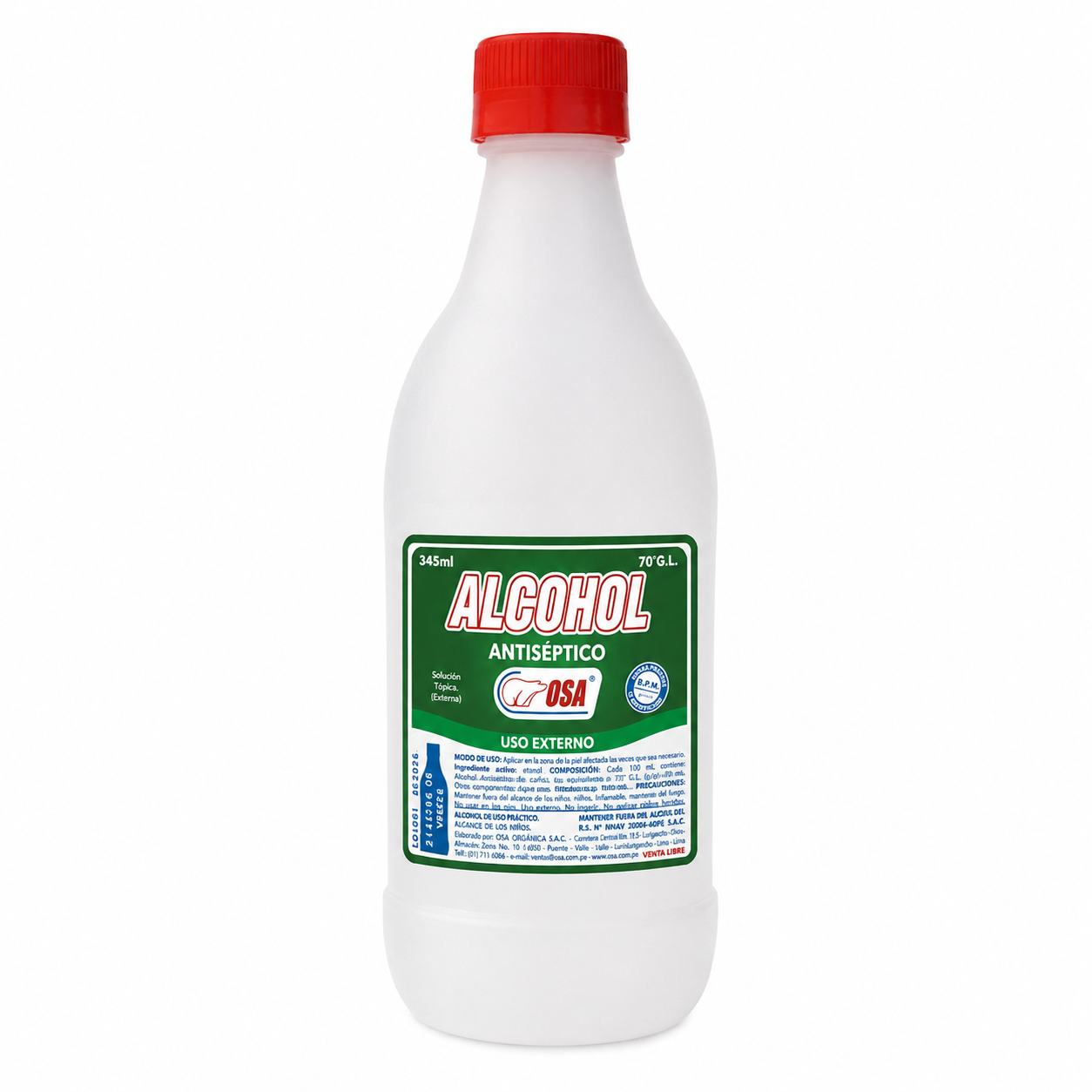 Alcohol Antiséptico 70% OSA 345 ML - Higiene Efectiva