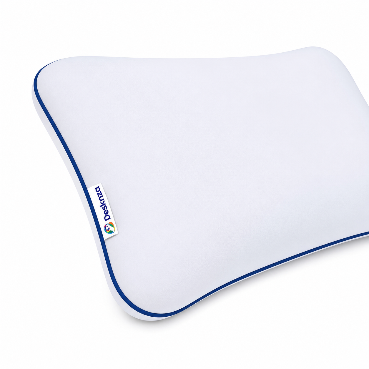 Almohada Deskanza Duo Sense en color blanco con diseño cervical para descanso y confort.