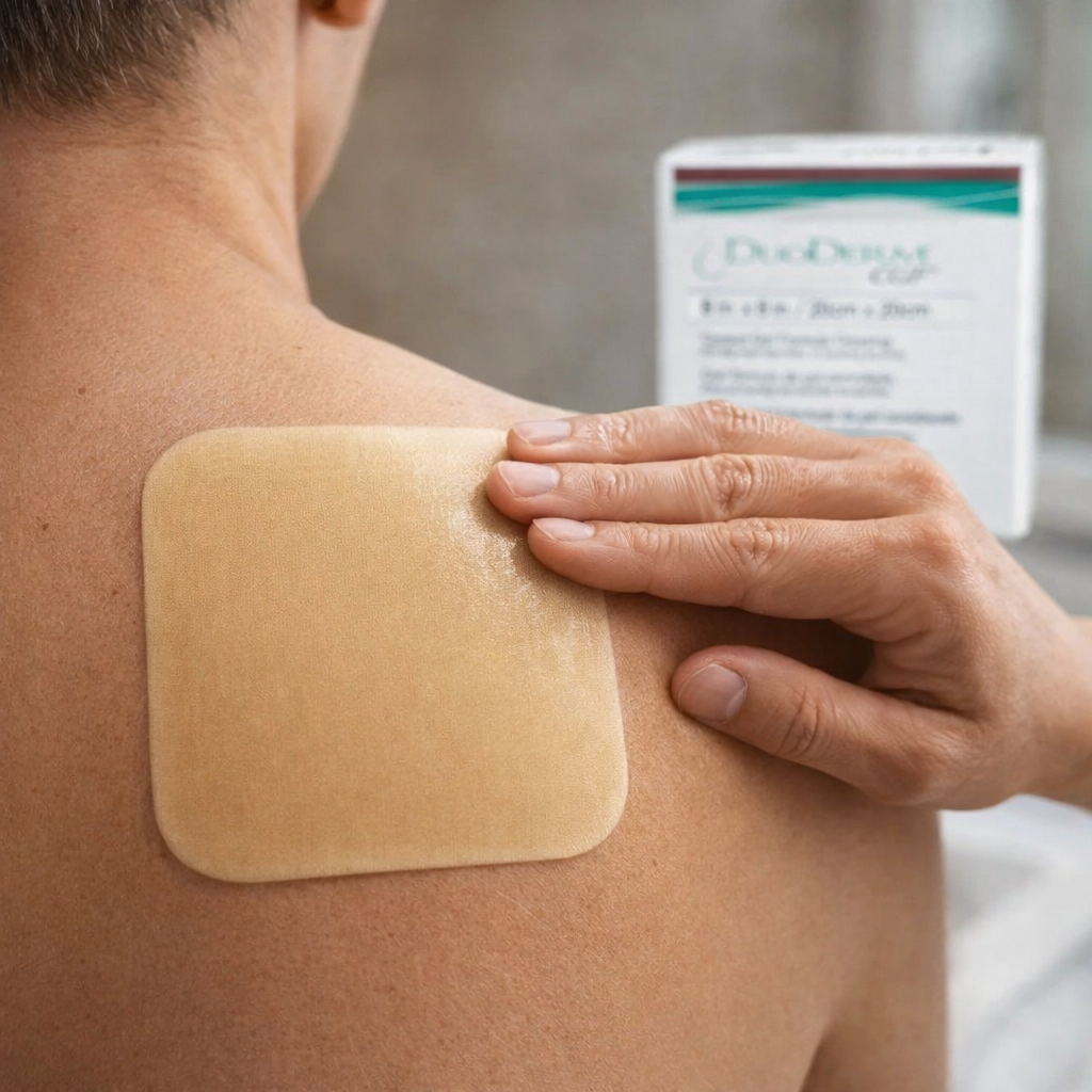 Apósito hidrocoloide Duoderm CGF 20x20 cm estéril para cuidado de heridas con alta absorción y protección clínica