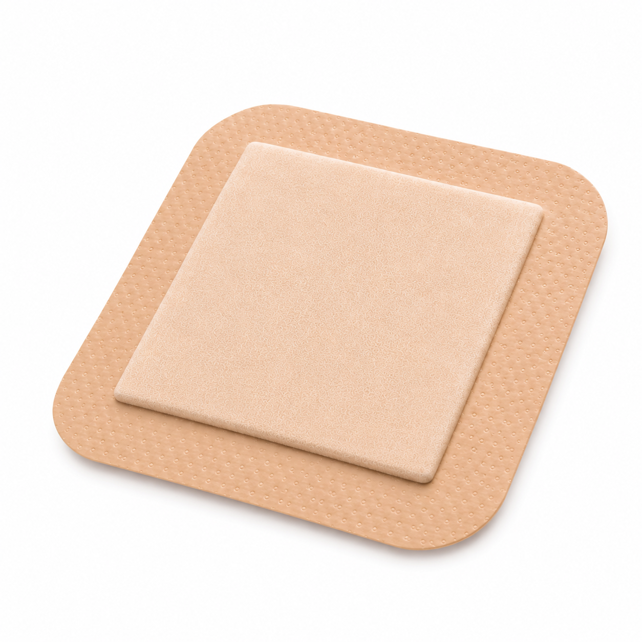 Apósito de espuma con adhesivo de silicona FoamLite Ref. 421561 sobre fondo blanco para cuidado avanzado de heridas
