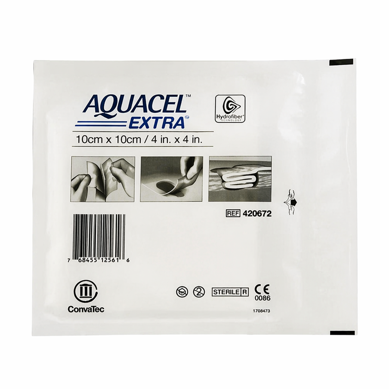 Apósito Aquacel Extra 10x10 cm Convatec, vendaje absorbente con tecnología Hydrofiber para manejo de exudado en heridas