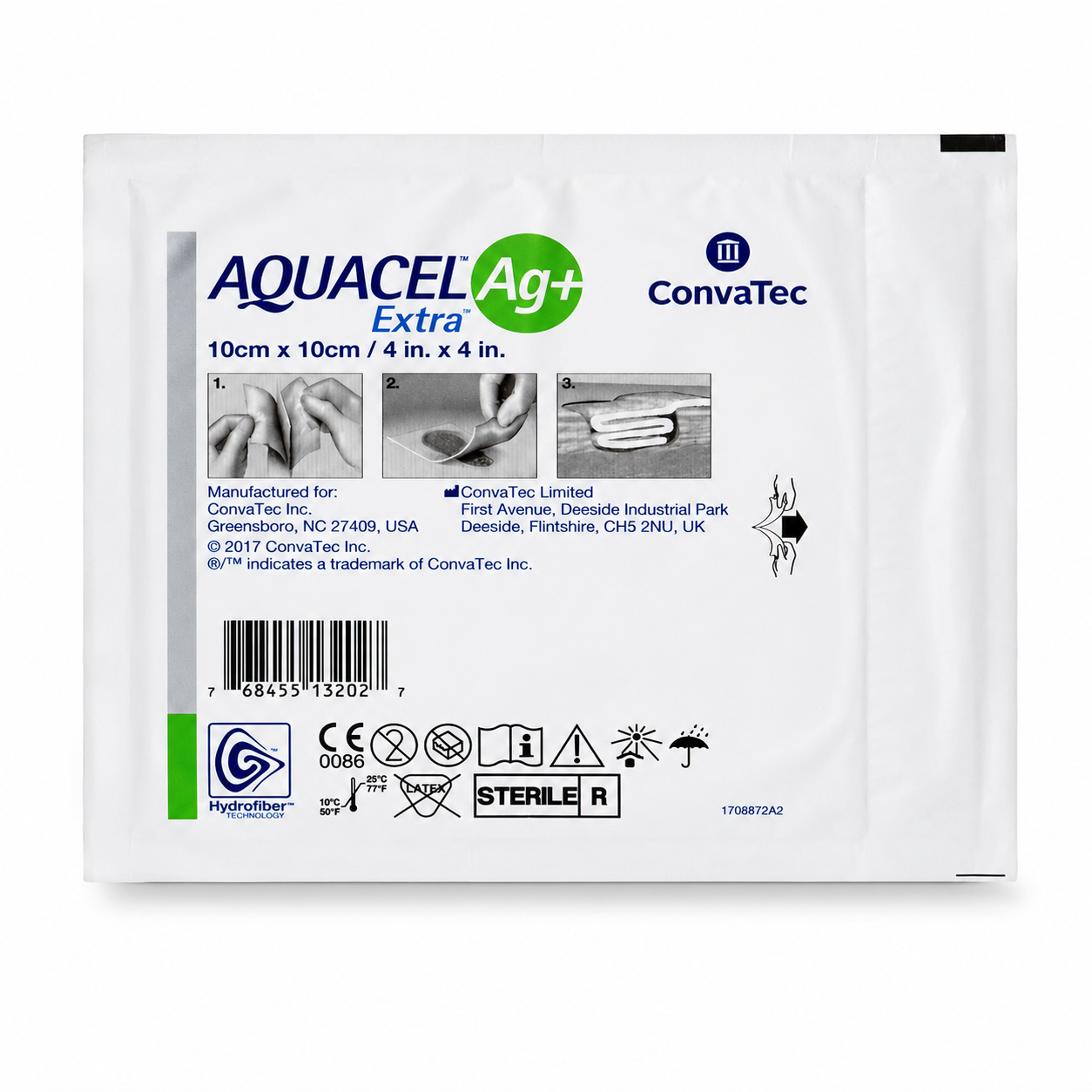 Apósito Absorbente Aquacel Extra Ag+ Convatec 10x10 cm X Und