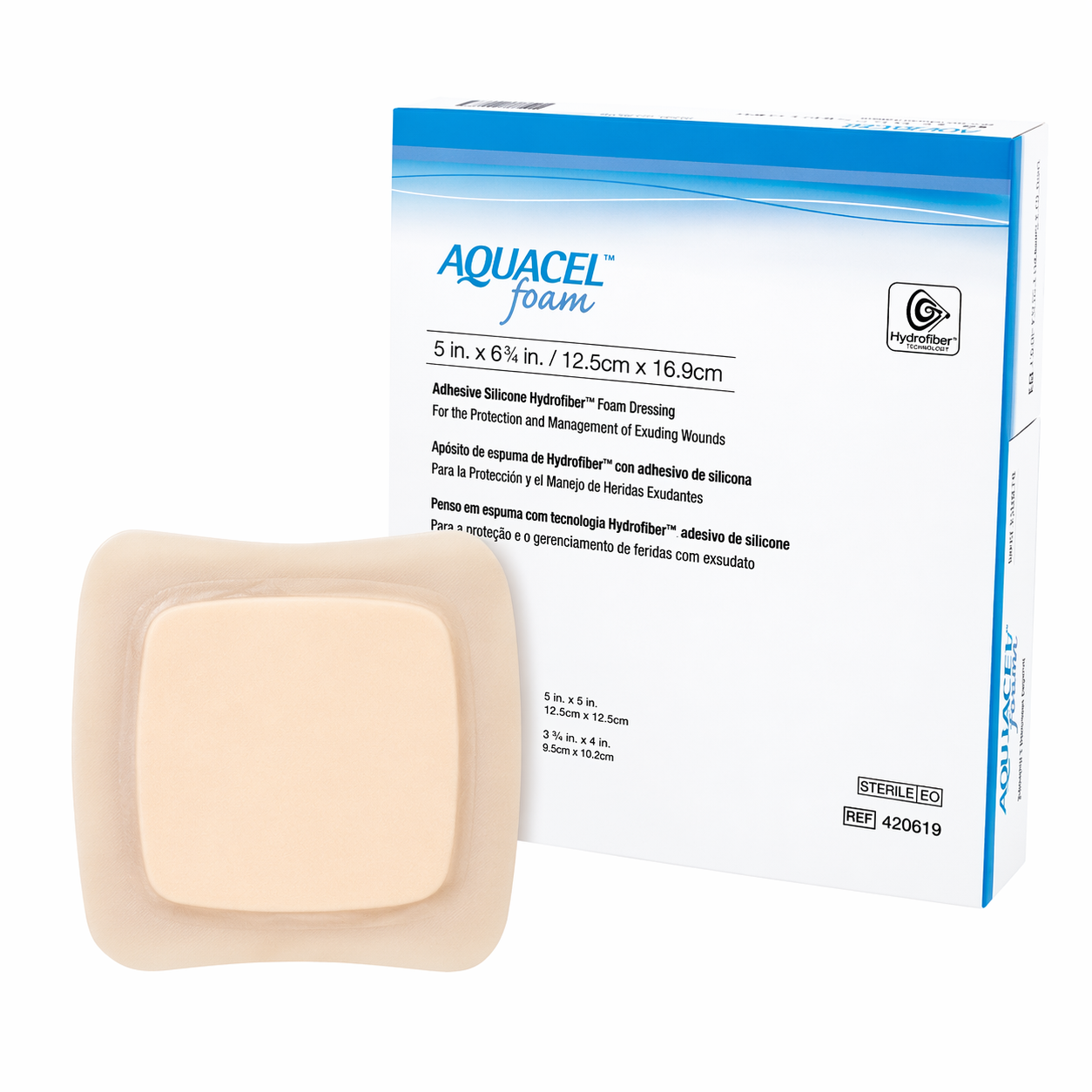 Apósito Aquacel Foam adhesivo 12.5x12.5 cm Convatec, espuma hidrocoloide para manejo de heridas con exudado