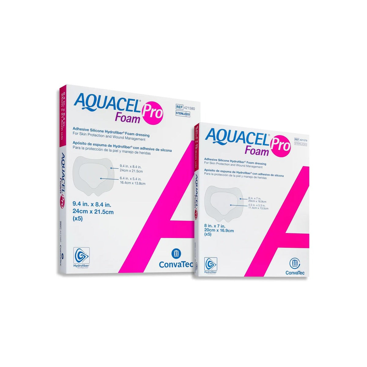 AQUACEL™ Foam Pro adhesivo 15 cm x 15 cm, apósito estéril de poliuretano rosa con almohadilla multicapa para manejo de heridas.