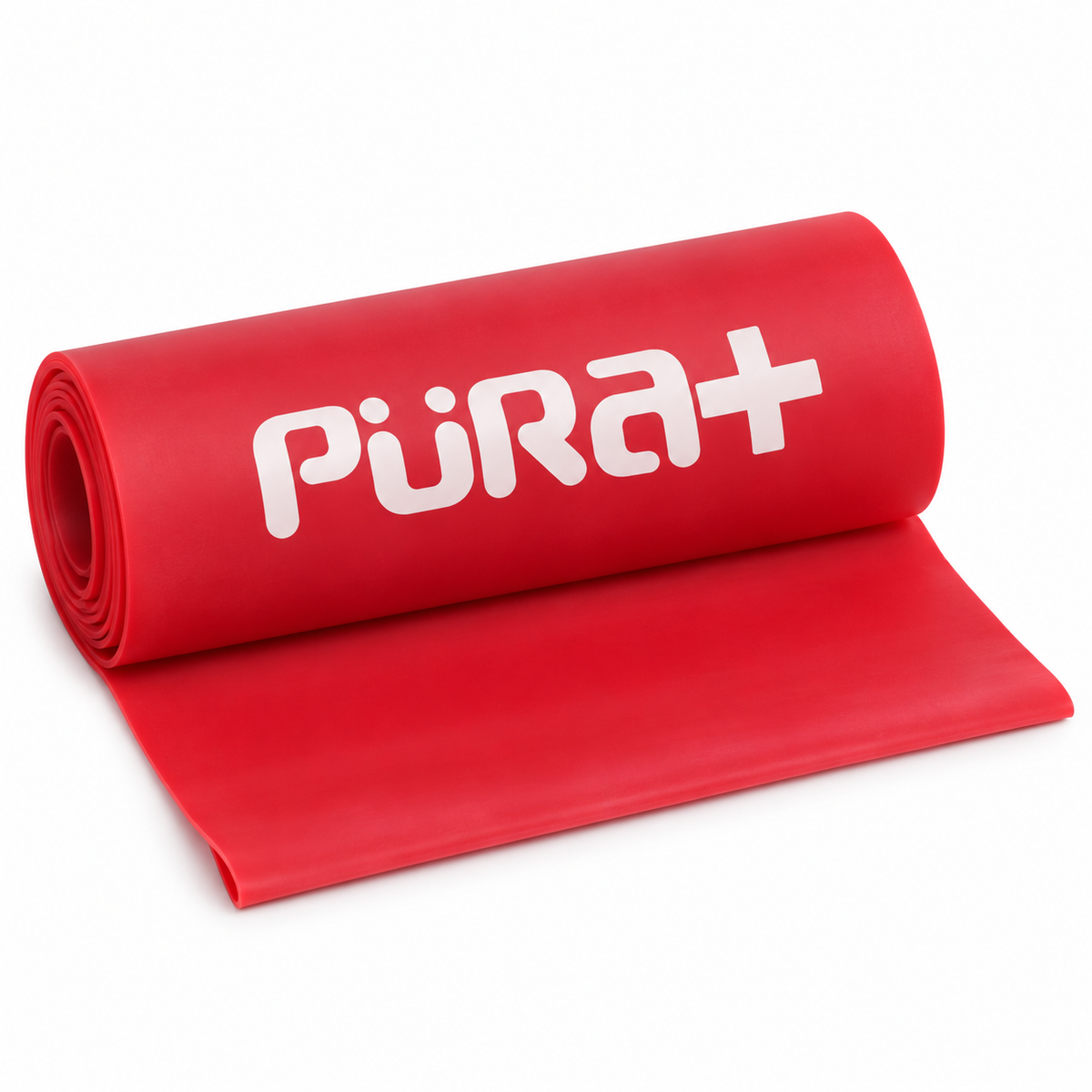 Banda elástica Pura+ de resistencia regular color rojo, diseñada para ejercicios de fisioterapia, movilidad y fortalecimiento muscular.
