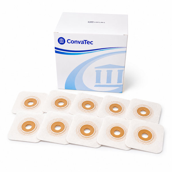 Barrera Natura Plana Recortable 45 mm Convatec Caja x10 Unidades, barrera para ostomía diseñada para ajuste seguro, protección de la piel y adaptación cómoda durante el uso diario.