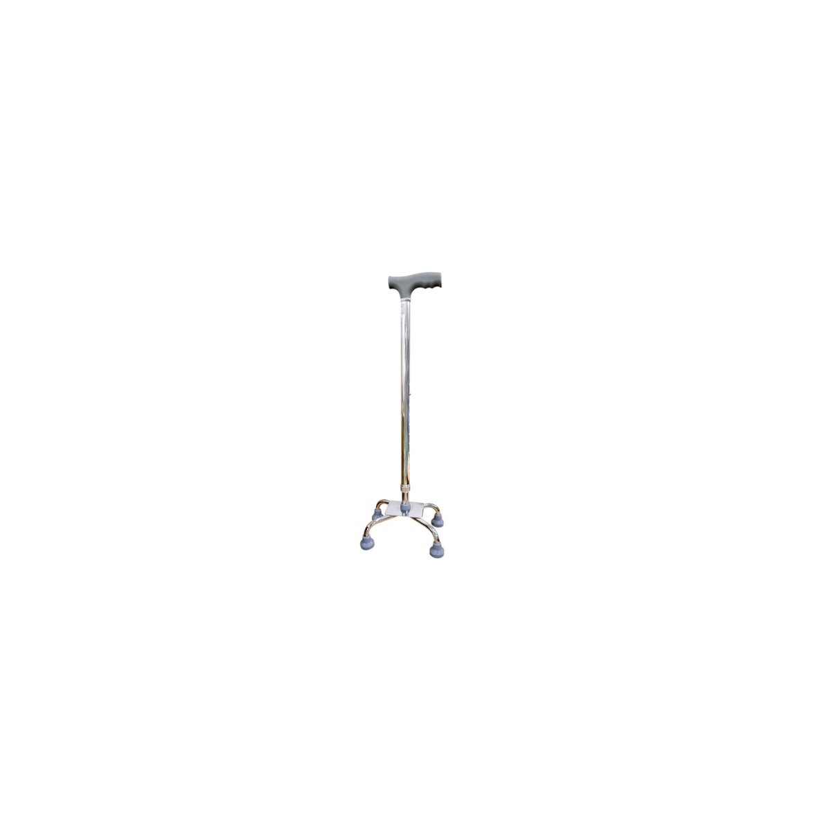 Bastón de Aluminio de 4 Apoyos FS924 de MARCHA, color plata, con caña de aluminio y base de acero cromado, ajustable de 65 a 88 cm.