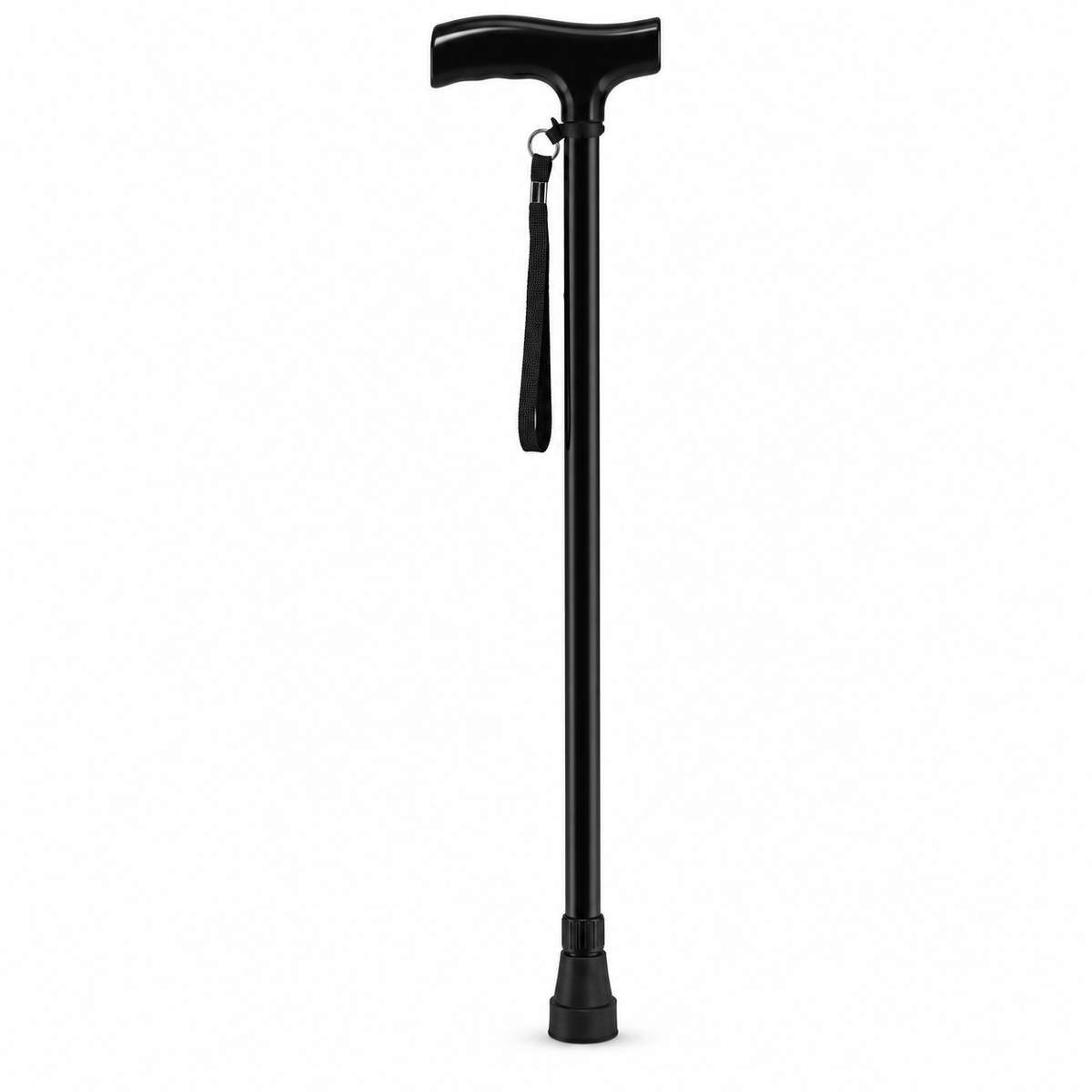 Bastón Konfort Plus de aluminio color negro con mango ergonómico, referencia KP4102-20, para apoyo y movilidad.