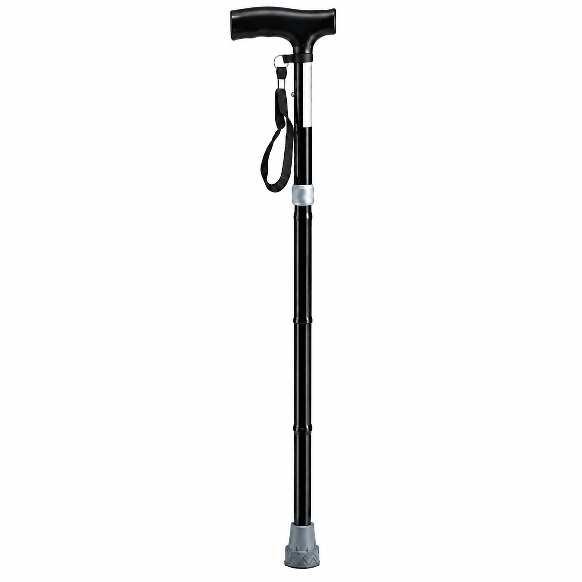 Bastón de aluminio plegable Konfort Plus en color negro, referencia KP4-76085-20, para brindar mayor seguridad y estabilidad al caminar.