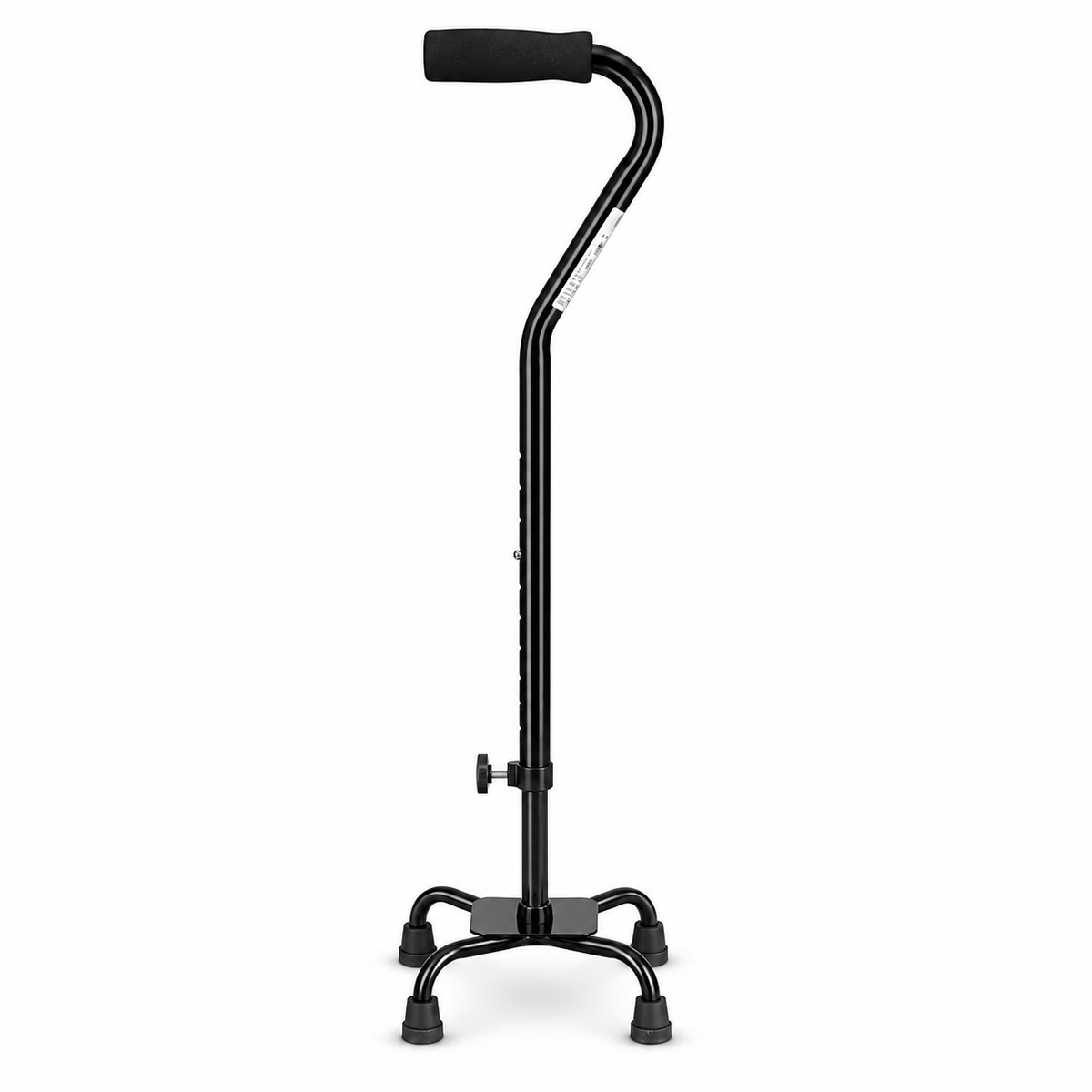 Bastón Konfort Plus de 4 apoyos, ajustable y color negro, referencia KP4202-20, diseñado para brindar estabilidad y apoyo durante la marcha.