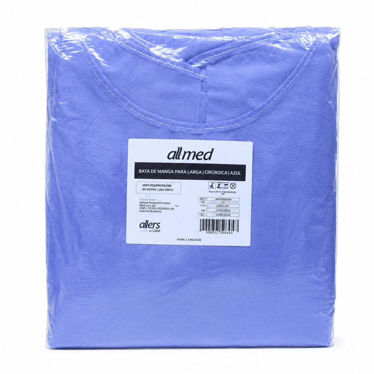 Bata Cirujano Azul Manga Larga 25-30gr Paq x 5 - Allmed