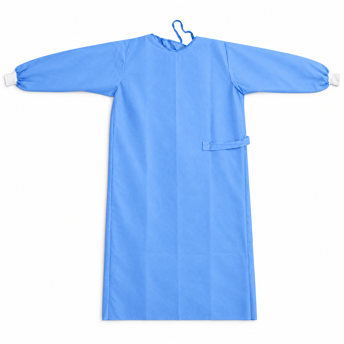 Bata de cirujano desechable Allmed color azul, manga larga, 25-30 g, paquete de 5 unidades para uso médico.