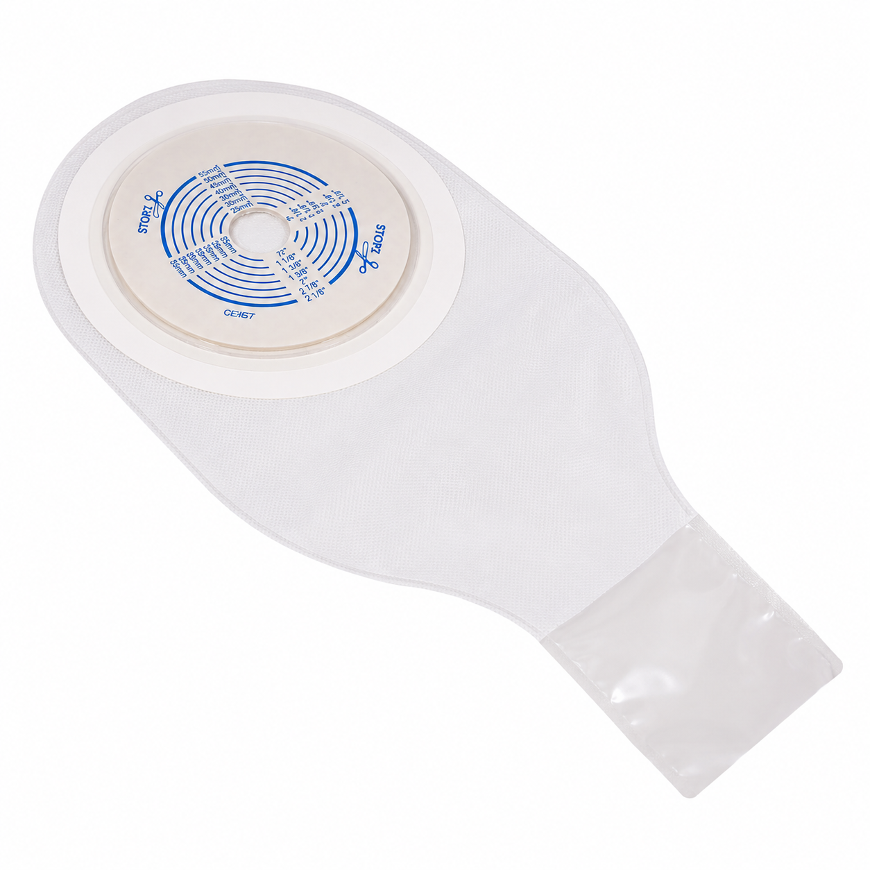 Bolsa de ostomía Active Life 22771 Convatec en vista frontal con sistema recortable y drenaje seguro