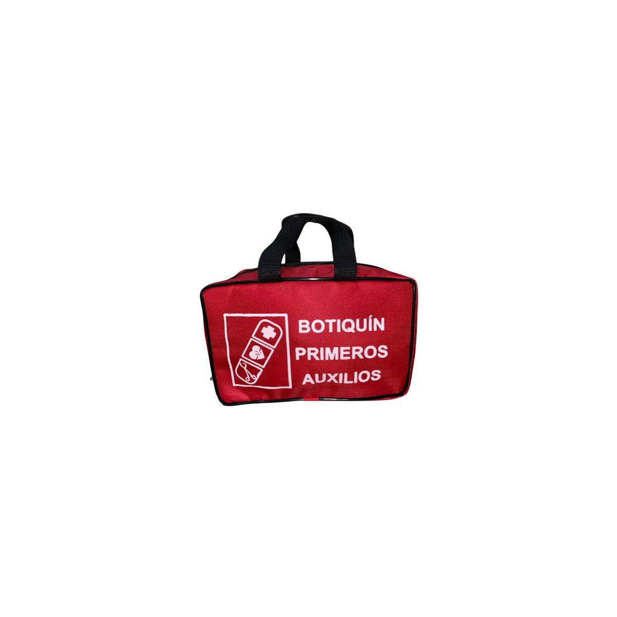 Botiquín térmico Lonchera de Plastionce, incluye 12 productos, diseño compacto en color rojo, ideal para primeros auxilios.