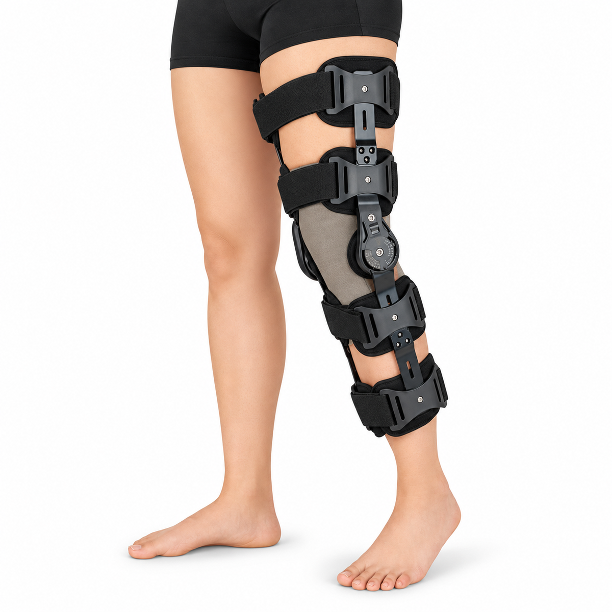 Brace postoperatorio Medivaric para rodilla, color negro y talla única, diseñado para brindar soporte, estabilidad y ajuste durante la recuperación.